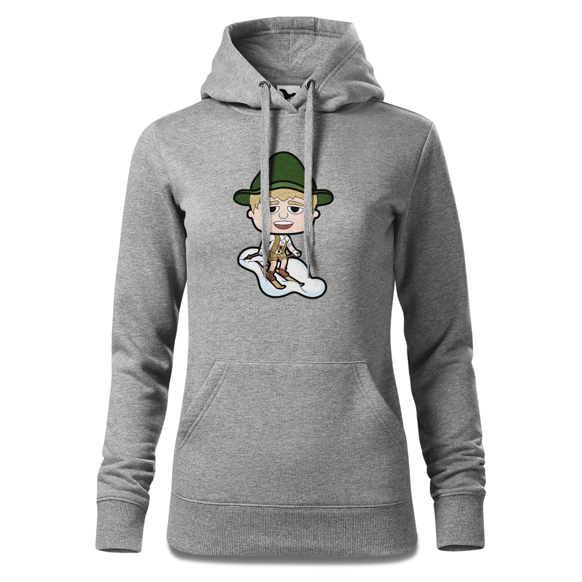 Da Jung Sinzer Skifahrer Sweatshirt Hoody Damen Grau Meliert Kieling Front