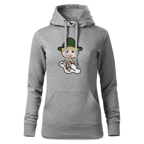 Da Jung Sinzer Skifahrer Sweatshirt Hoody Damen Grau Meliert Kieling Front