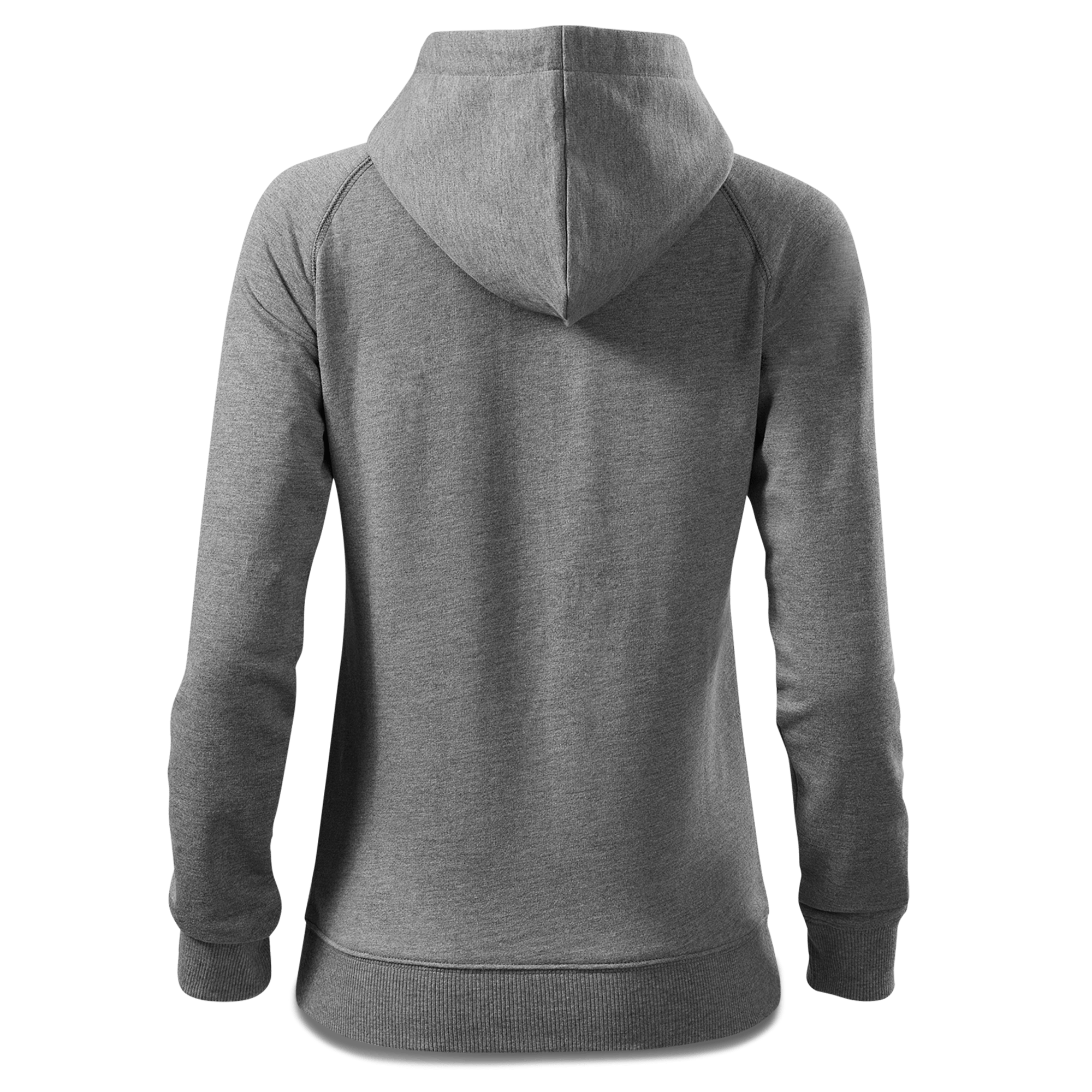 Da Jung Sinzer Skifahrer Sweatshirt Zip Hoody Damen Grau Meliert Kreut Back