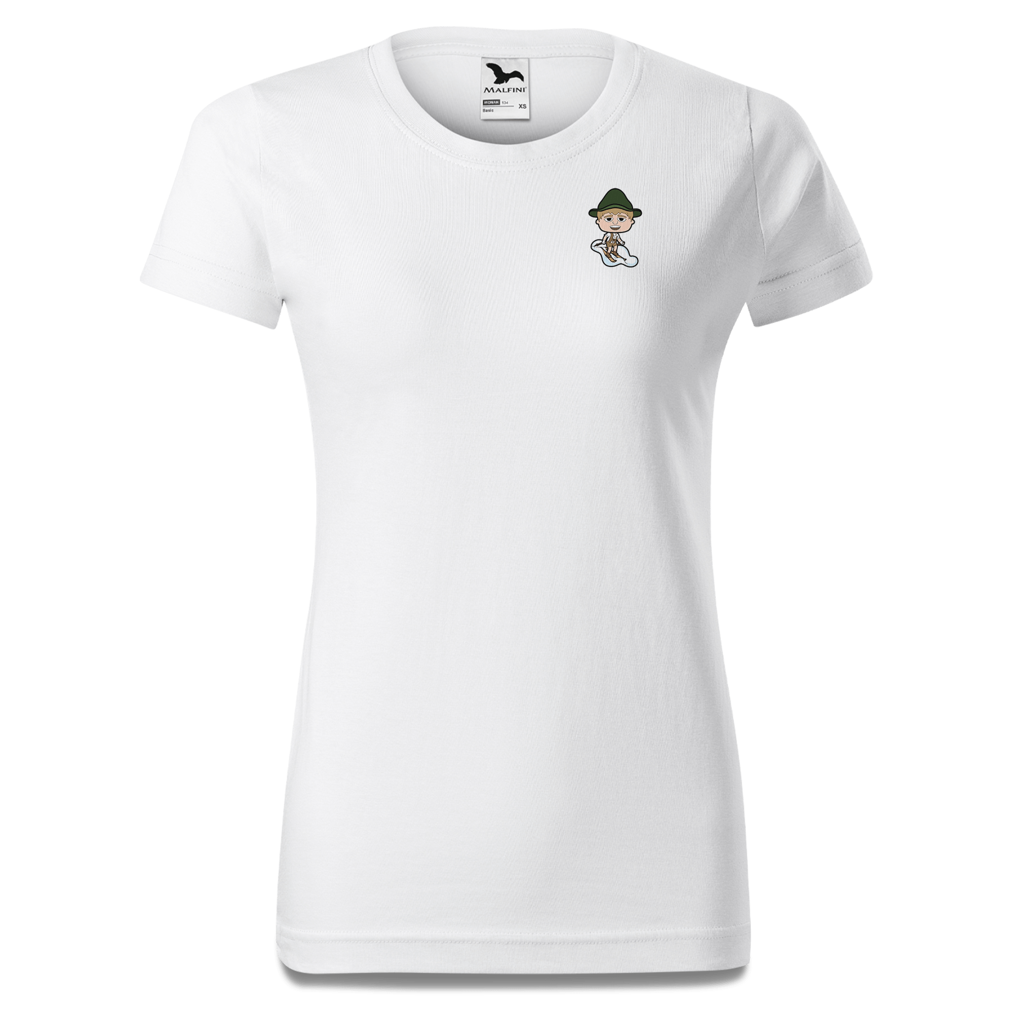 Da Jung Sinzer Skifahrer T Shirt Damen Weiss Kragling Front