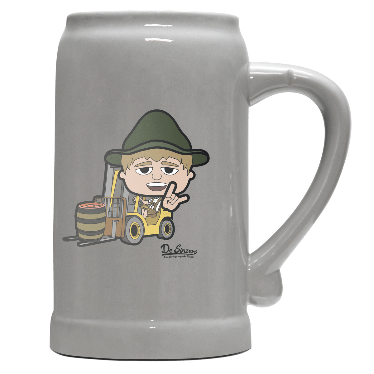 Da Jung Sinzer Staplerfahrer Bierkrug 1000ml Grau Zugspitze Front