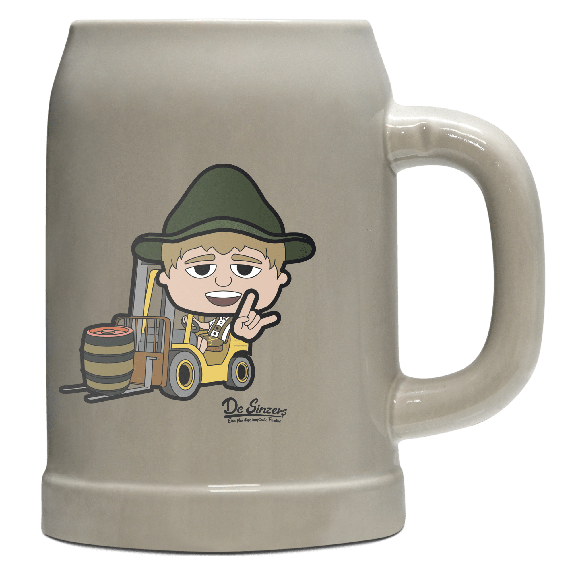 Da Jung Sinzer Staplerfahrer Bierkrug 500ml Grau Watzmann Front