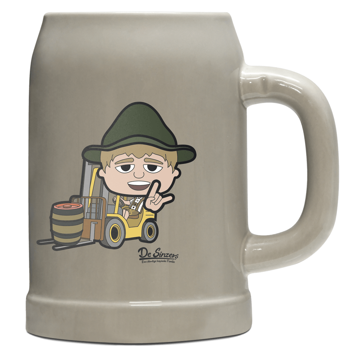 Da Jung Sinzer Staplerfahrer Bierkrug 500ml Grau Watzmann Front