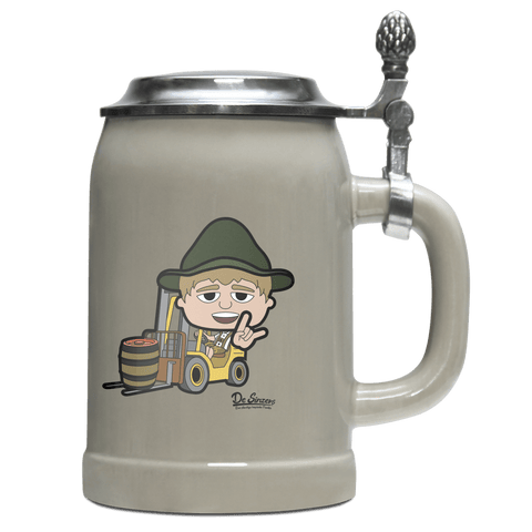 Da Jung Sinzer Staplerfahrer Bierkrug 500ml Grau mit Deckel Hocheck Front