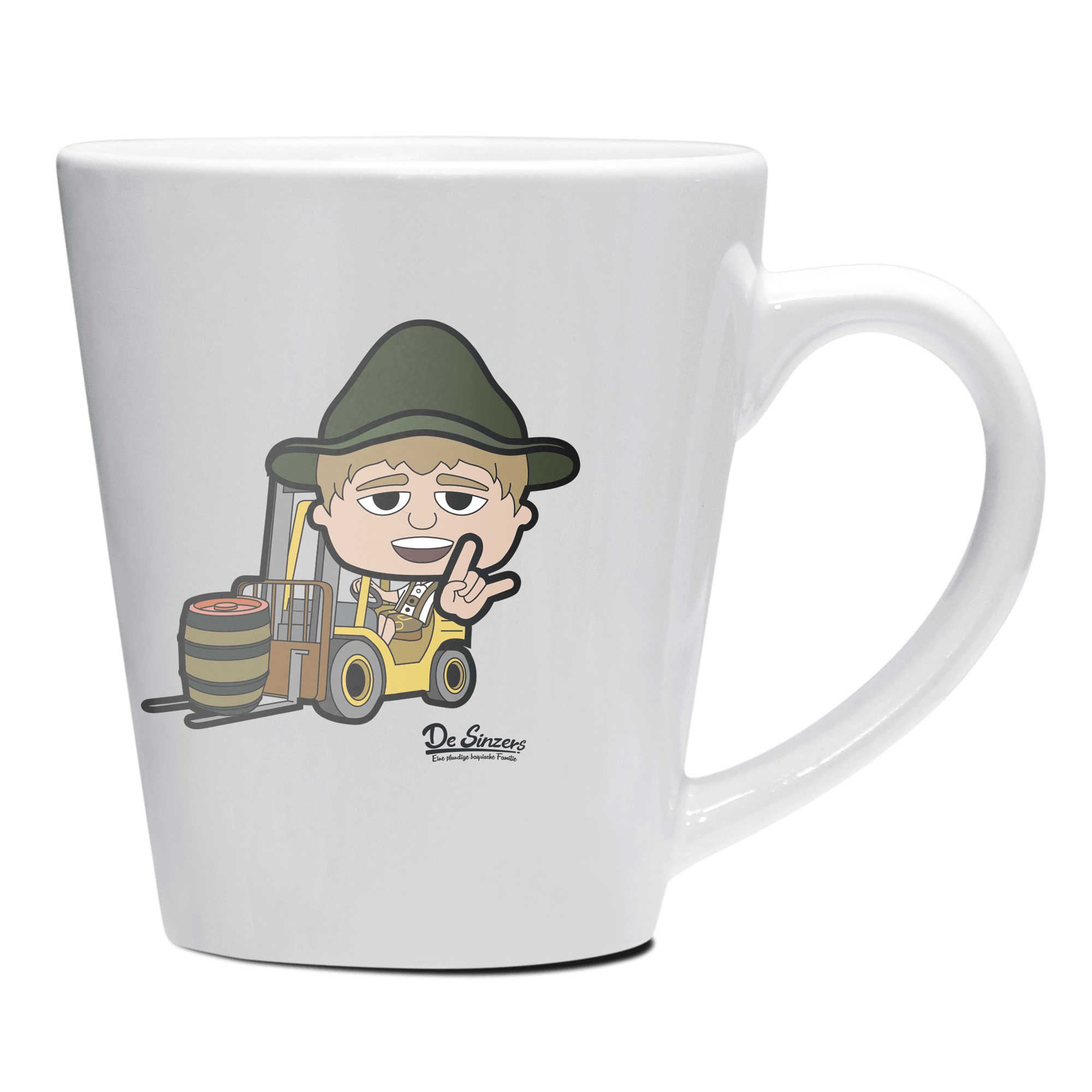 Da Jung Sinzer Staplerfahrer Keramik Kaffeetasse 200ml Weiss Herzogstand Front