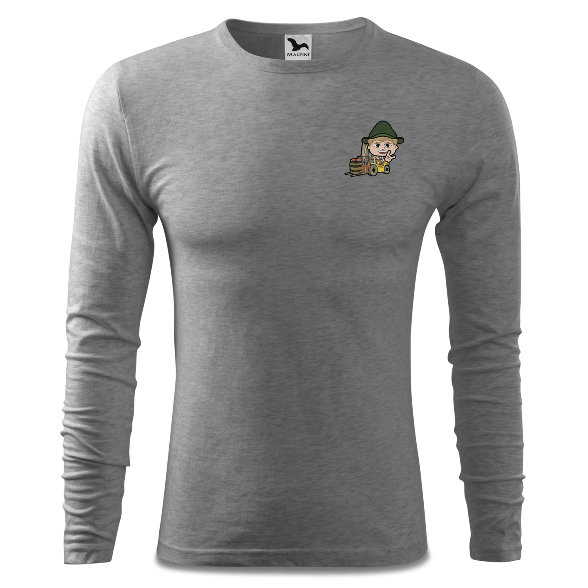 Da Jung Sinzer Staplerfahrer Longsleeve Fitted Herren Grau Meliert Haidholzen Front