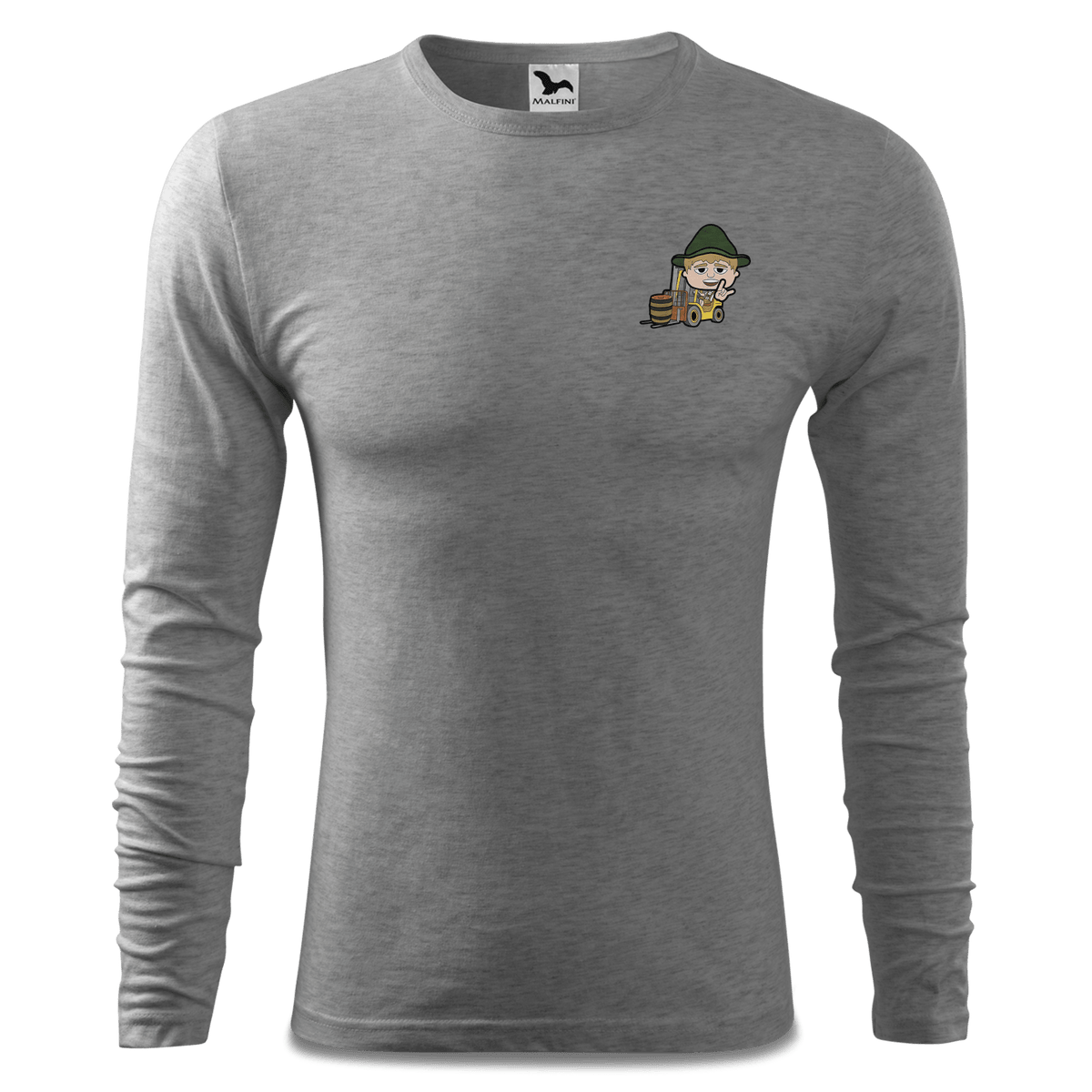 Da Jung Sinzer Staplerfahrer Longsleeve Fitted Herren Grau Meliert Haidholzen Front