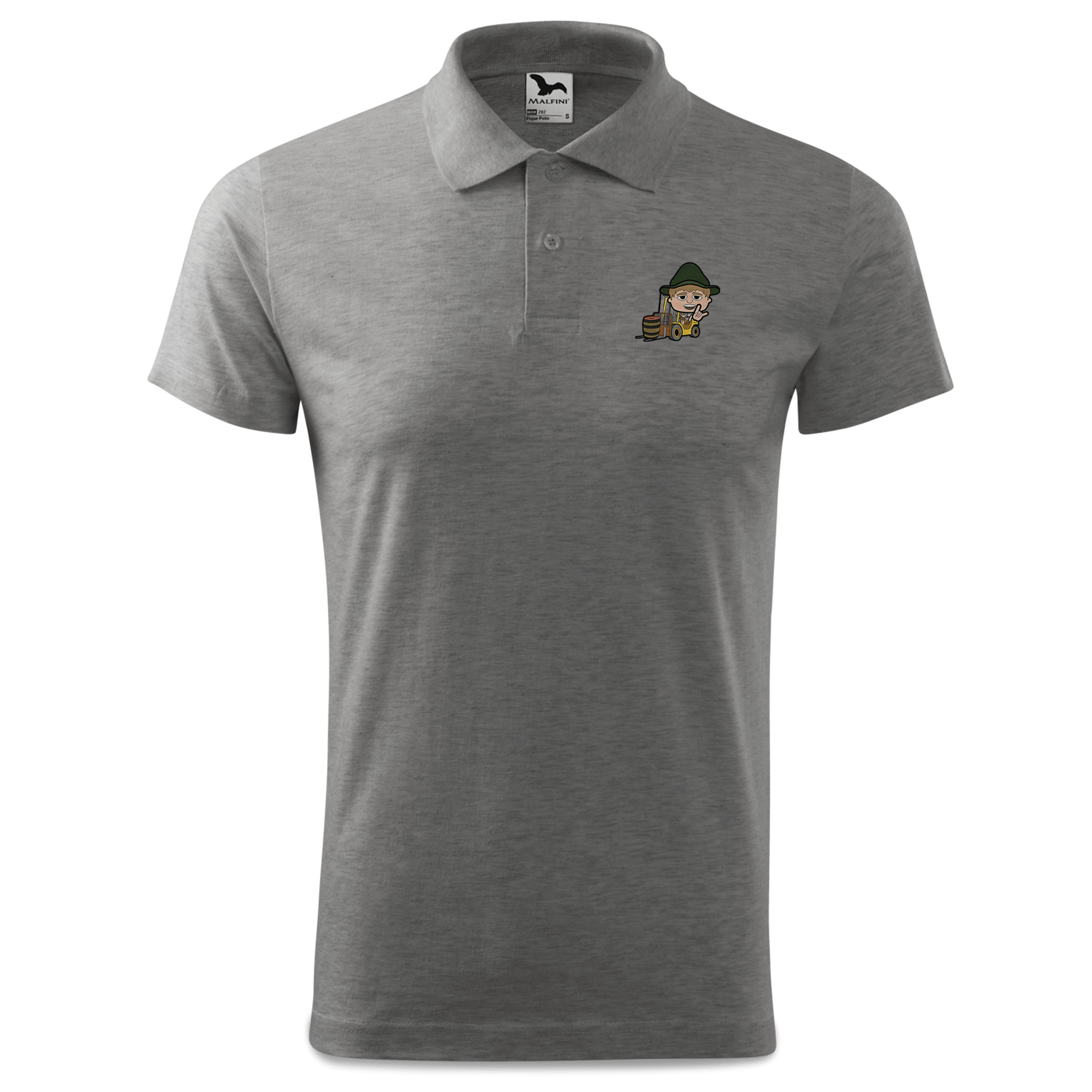 Da Jung Sinzer Staplerfahrer Polo Shirt Herren Grau Meliert Leiten Front