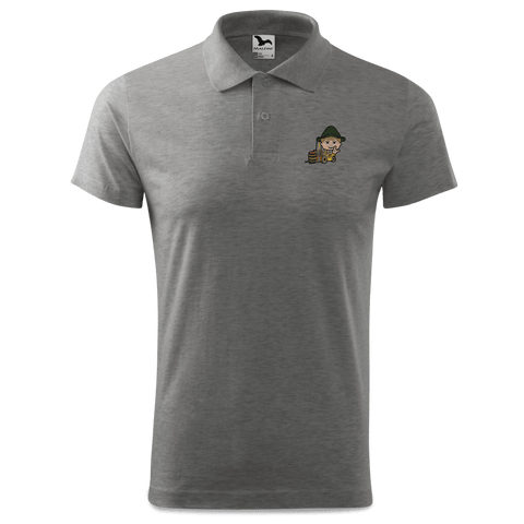 Da Jung Sinzer Staplerfahrer Polo Shirt Herren Grau Meliert Leiten Front