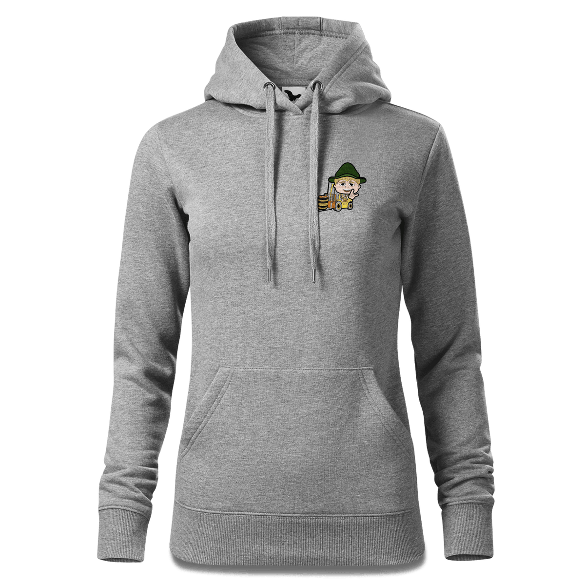 Da Jung Sinzer Staplerfahrer Sweatshirt Hoody Damen Grau Meliert Kleinholzen Front