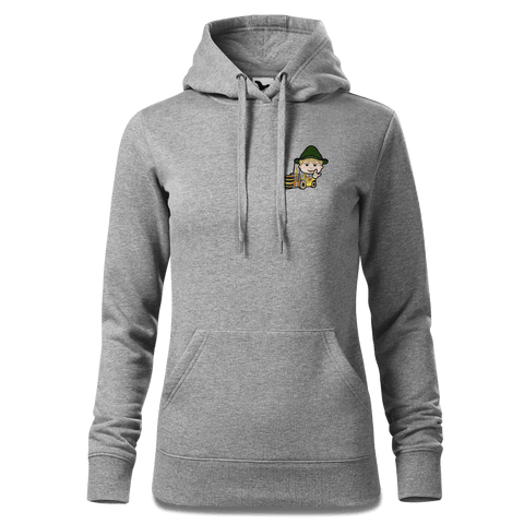 Da Jung Sinzer Staplerfahrer Sweatshirt Hoody Damen Grau Meliert Kleinholzen Front