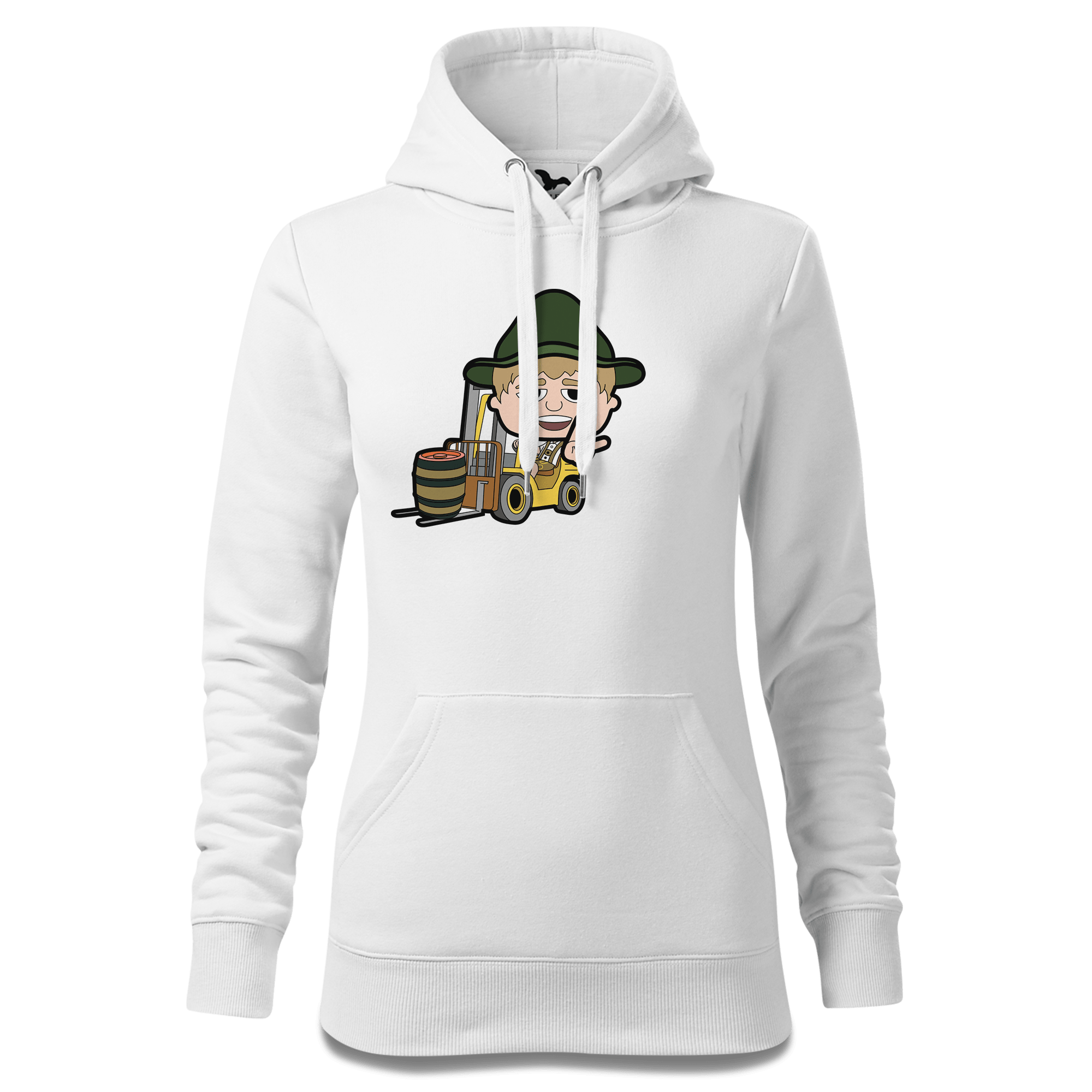 Da Jung Sinzer Staplerfahrer Sweatshirt Hoody Damen Weiss Eckenholz Front