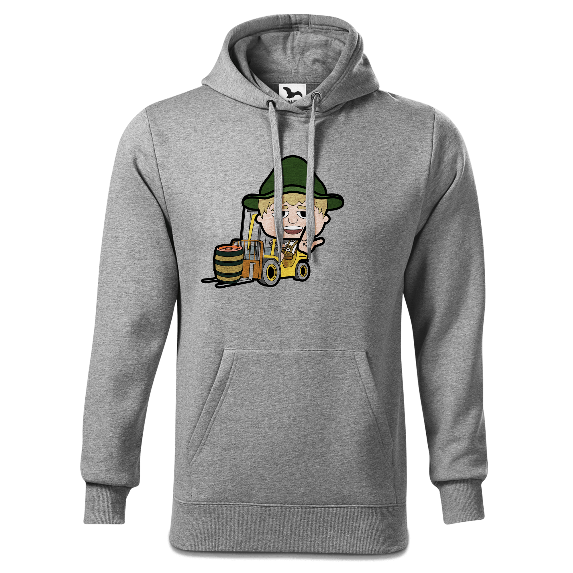 Da Jung Sinzer Staplerfahrer Sweatshirt Hoody Herren Grau Meliert Pulvermuehle Front