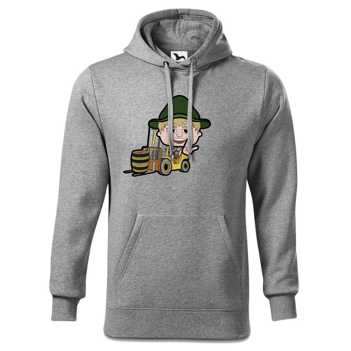 Da Jung Sinzer Staplerfahrer Sweatshirt Hoody Herren Grau Meliert Pulvermuehle Front
