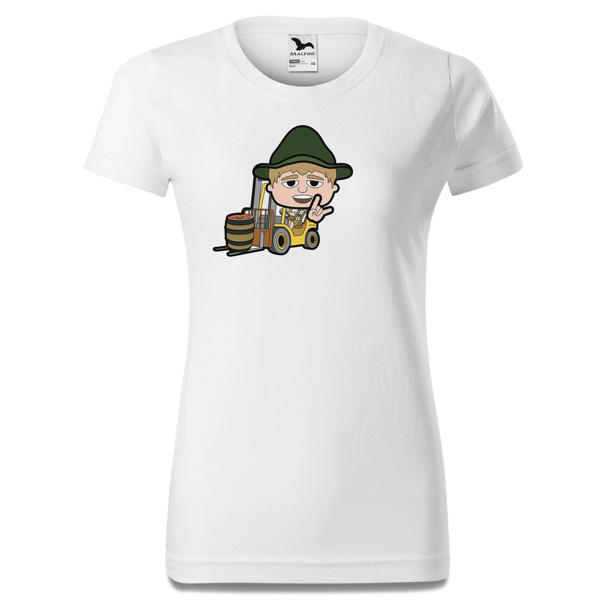Da Jung Sinzer Staplerfahrer T Shirt Damen Weiss Gehering Front