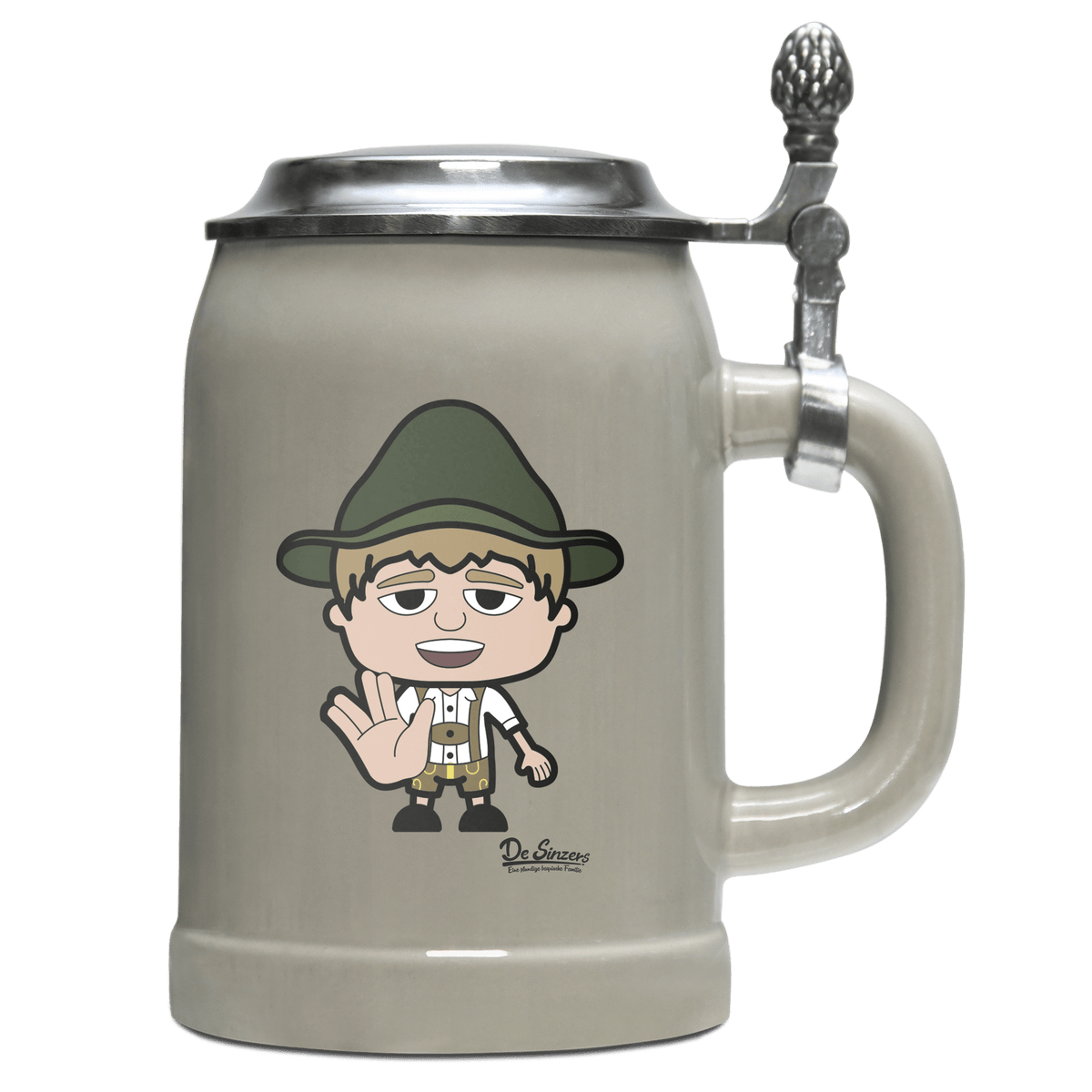 Da Jung Sinzer Star Trek Fingers Bierkrug 500ml Grau mit Deckel Hocheck Front