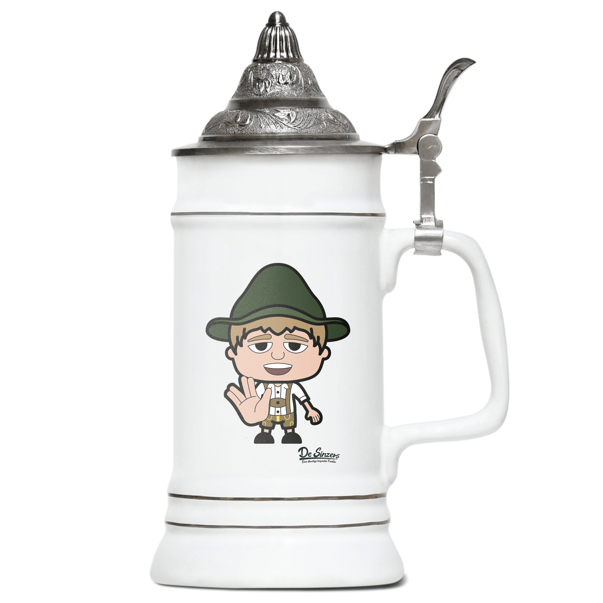 Da Jung Sinzer Star Trek Fingers Bierkrug 500ml Weiss mit Spitzdeckel Wendelstein Front