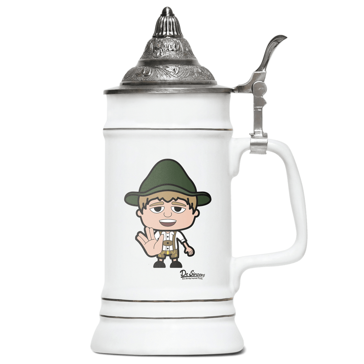 Da Jung Sinzer Star Trek Fingers Bierkrug 500ml Weiss mit Spitzdeckel Wendelstein Front