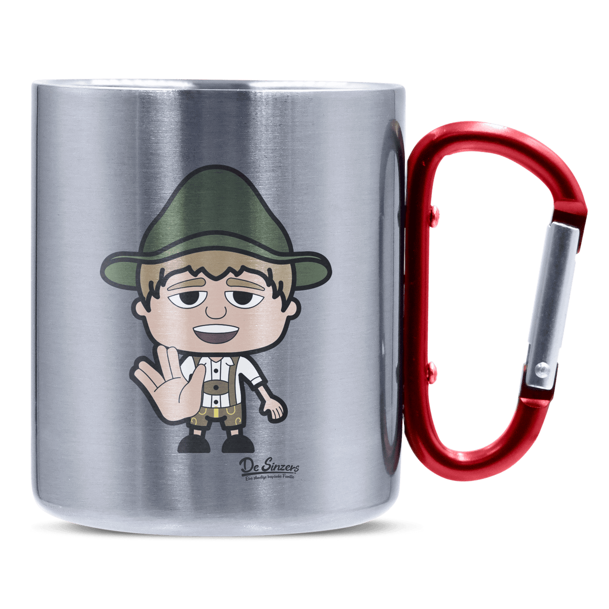 Da Jung Sinzer Star Trek Fingers Edelstahl Kaffeetasse roter Karabiner 320ml Kitzstein Front