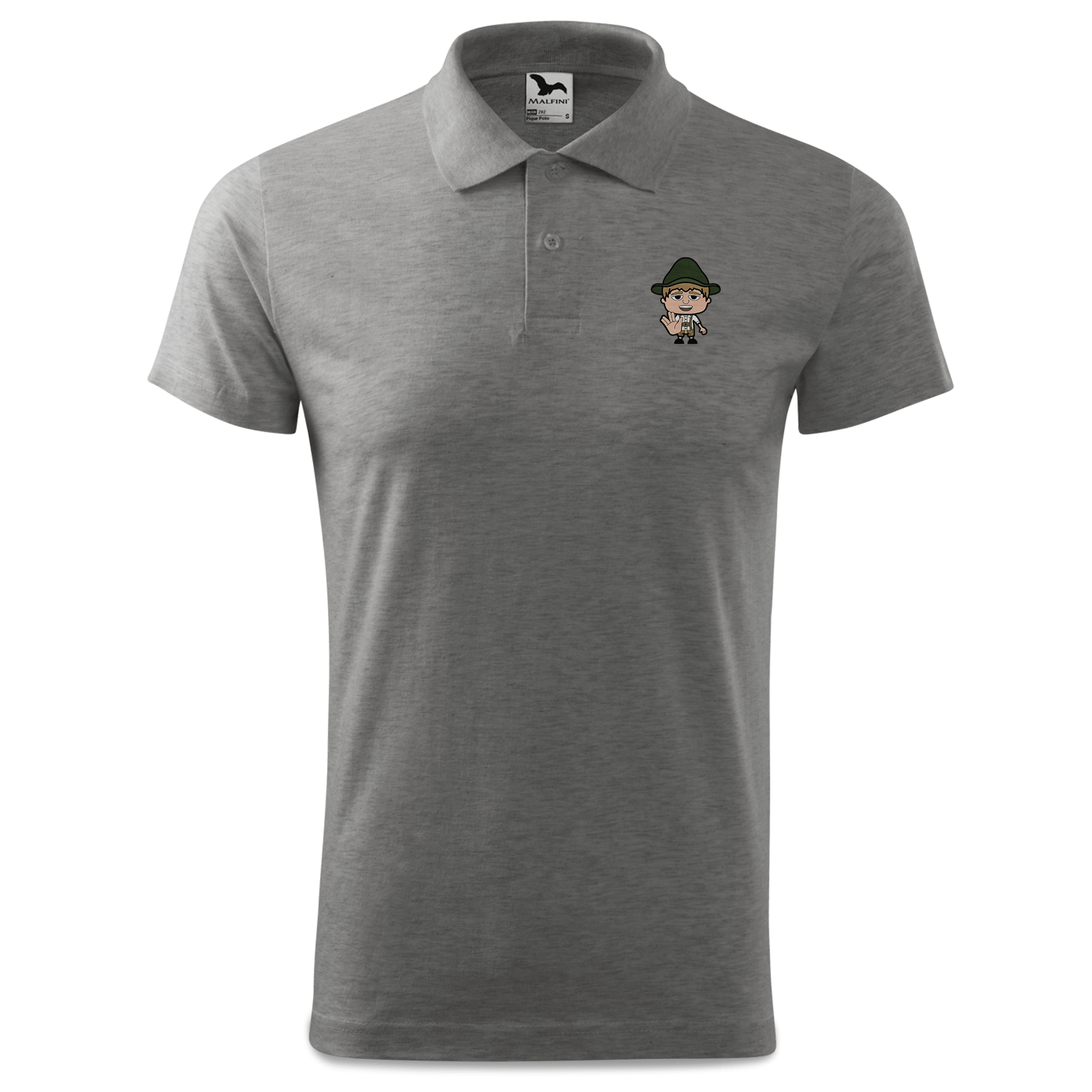 Da Jung Sinzer Star Trek Fingers Polo Shirt Herren Grau Meliert Leiten Front