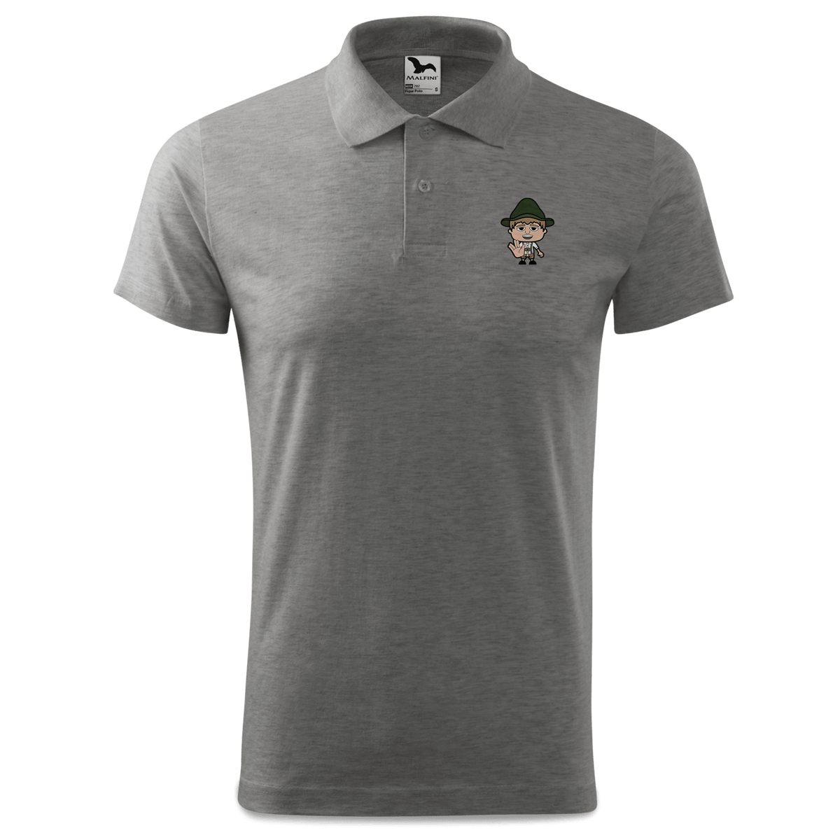 Da Jung Sinzer Star Trek Fingers Polo Shirt Herren Grau Meliert Leiten Front