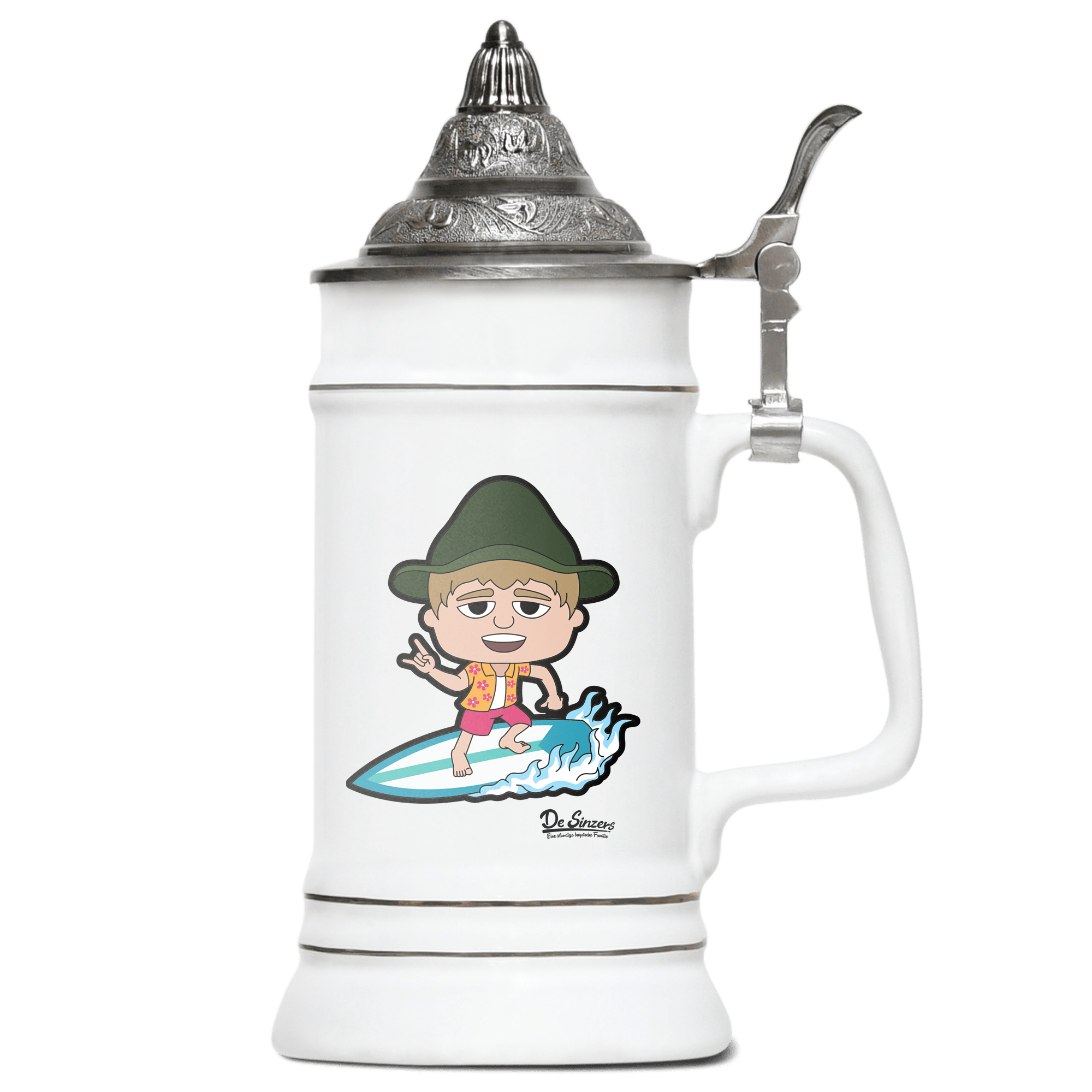Da Jung Sinzer Summer Edition Bierkrug 500ml Weiss mit Spitzdeckel Wendelstein Front
