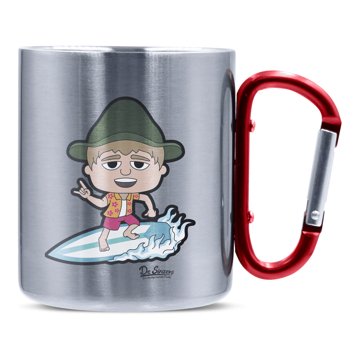 Da Jung Sinzer Summer Edition Edelstahl Kaffeetasse roter Karabiner 320ml Kitzstein Front