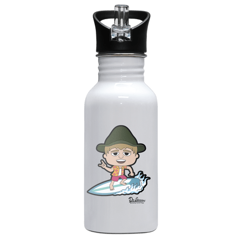 Da Jung Sinzer Summer Edition Edelstahl Trinkflasche mit klappbarem Mundstueck 500ml Weiss Rotwand Front