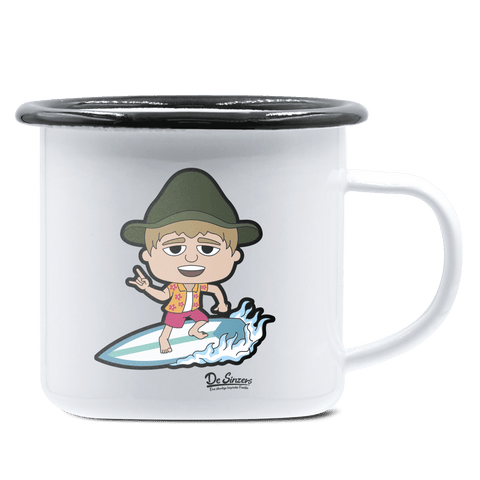 Da Jung Sinzer Summer Edition Emaille Tasse 375ml Weiss Schwarz Hochries Front