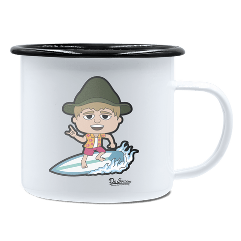Da Jung Sinzer Summer Edition Emaille Tasse 450ml Weiss Schwarz Spitzstein Front
