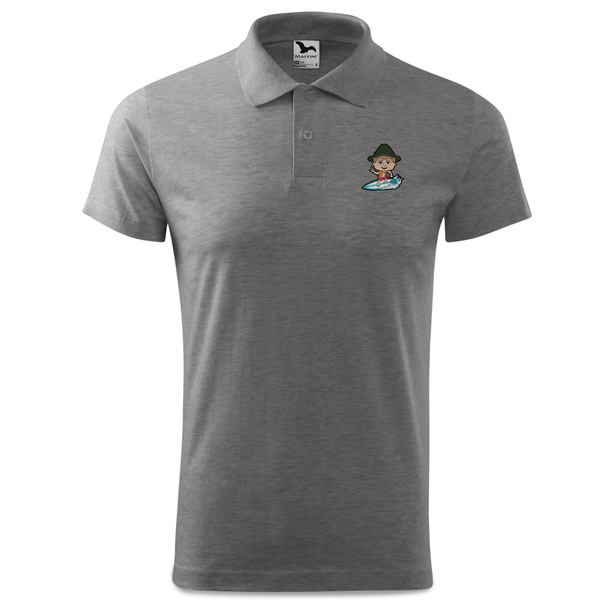 Da Jung Sinzer Summer Edition Polo Shirt Herren Grau Meliert Leiten Front