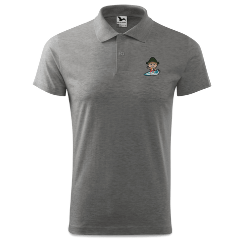 Da Jung Sinzer Summer Edition Polo Shirt Herren Grau Meliert Leiten Front