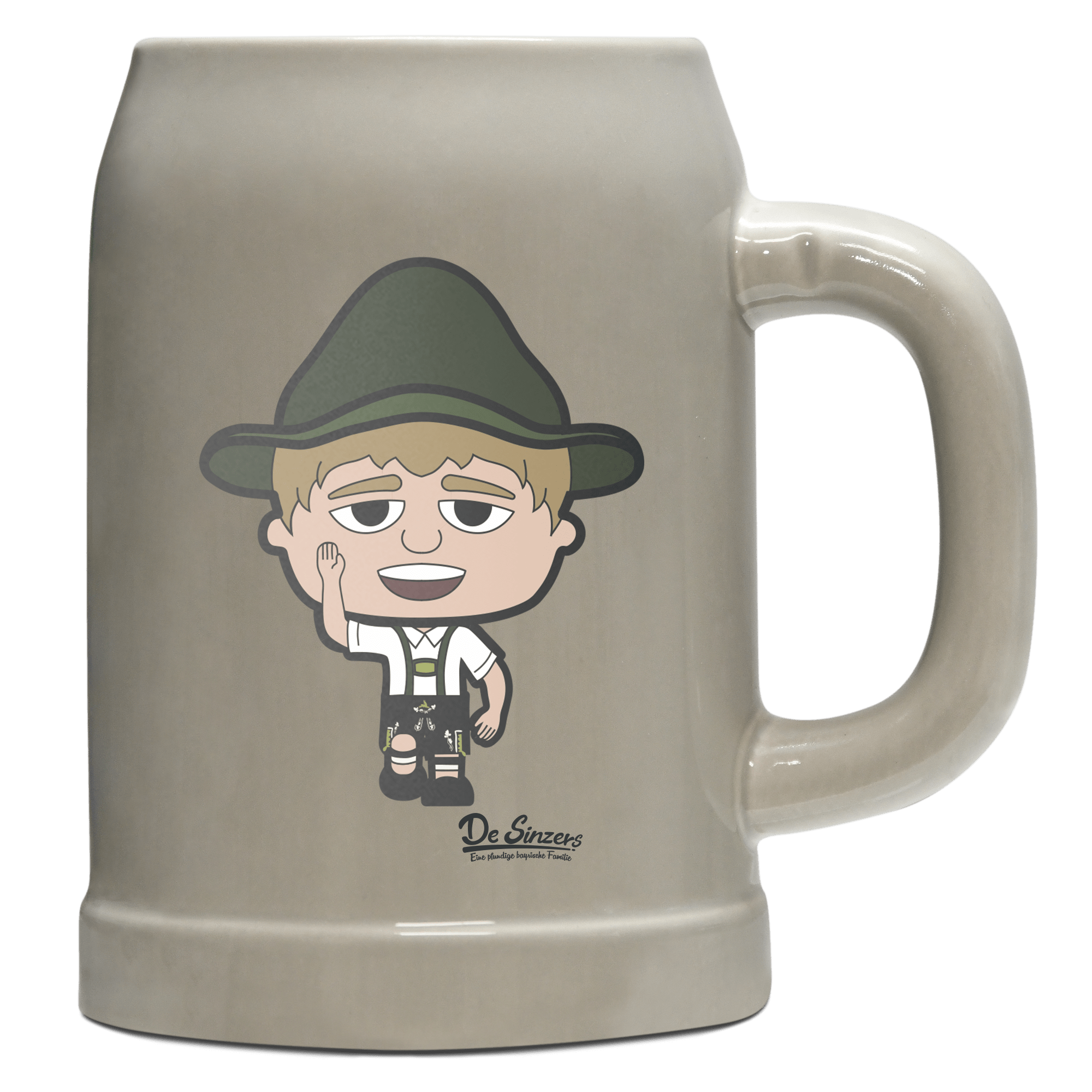 Da Jung Sinzer Trachtenverein Bierkrug 500ml Grau Watzmann Front