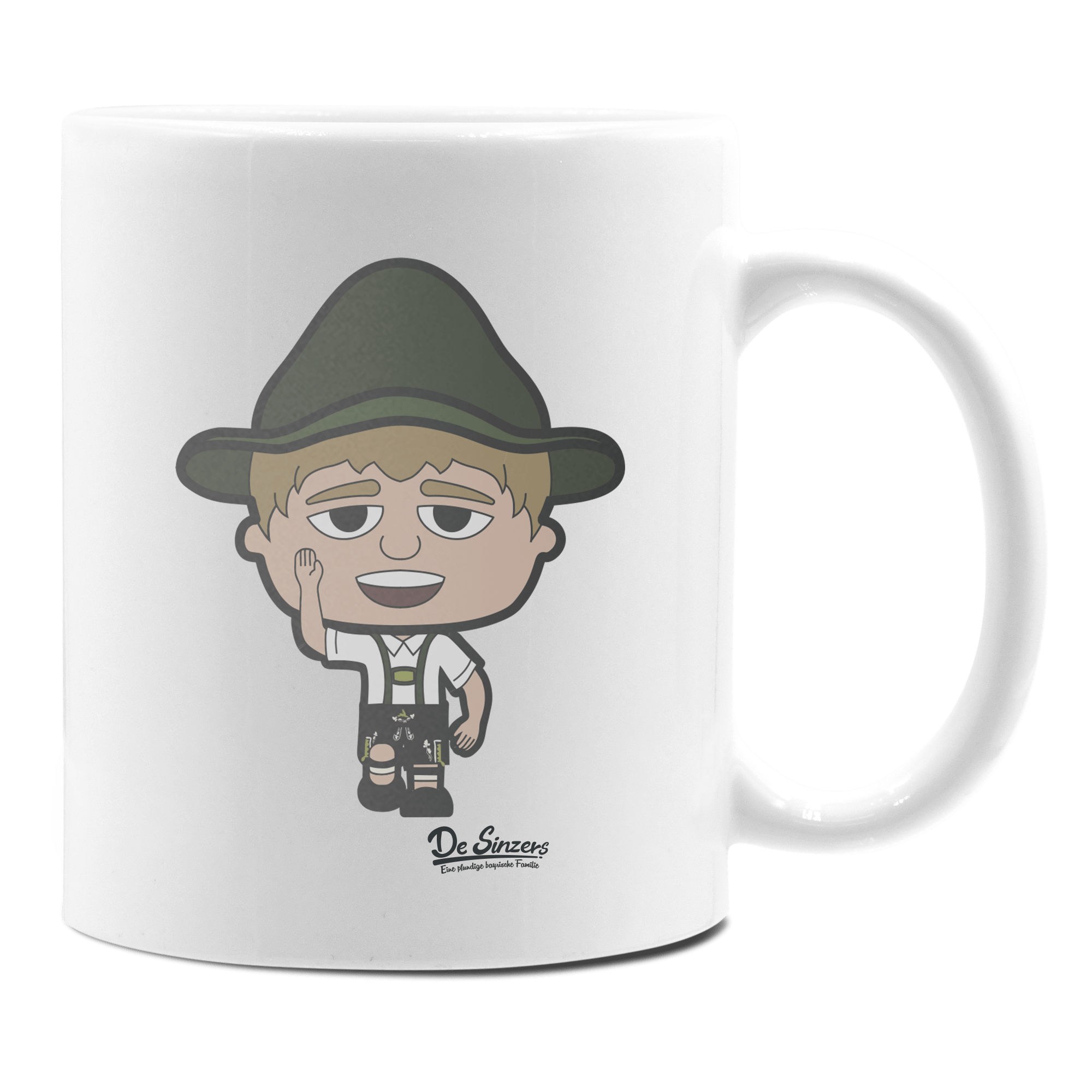 Da Jung Sinzer Trachtenverein Keramik Kaffeetasse 330ml Weiss Rampoldplatte Front