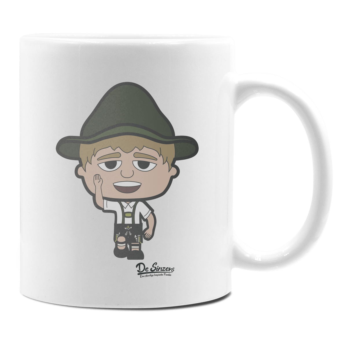 Da Jung Sinzer Trachtenverein Keramik Kaffeetasse 330ml Weiss Rampoldplatte Front