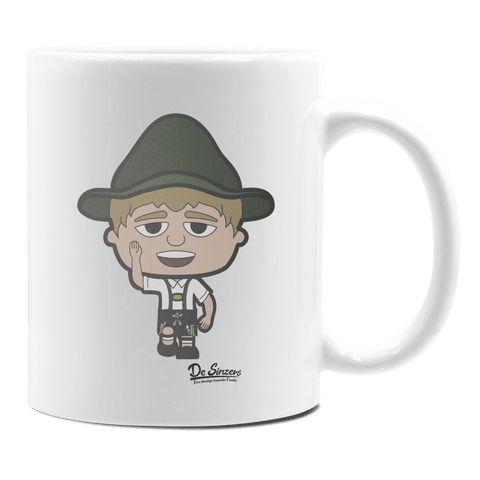 Da Jung Sinzer Trachtenverein Keramik Kaffeetasse 330ml Weiss Rampoldplatte Front