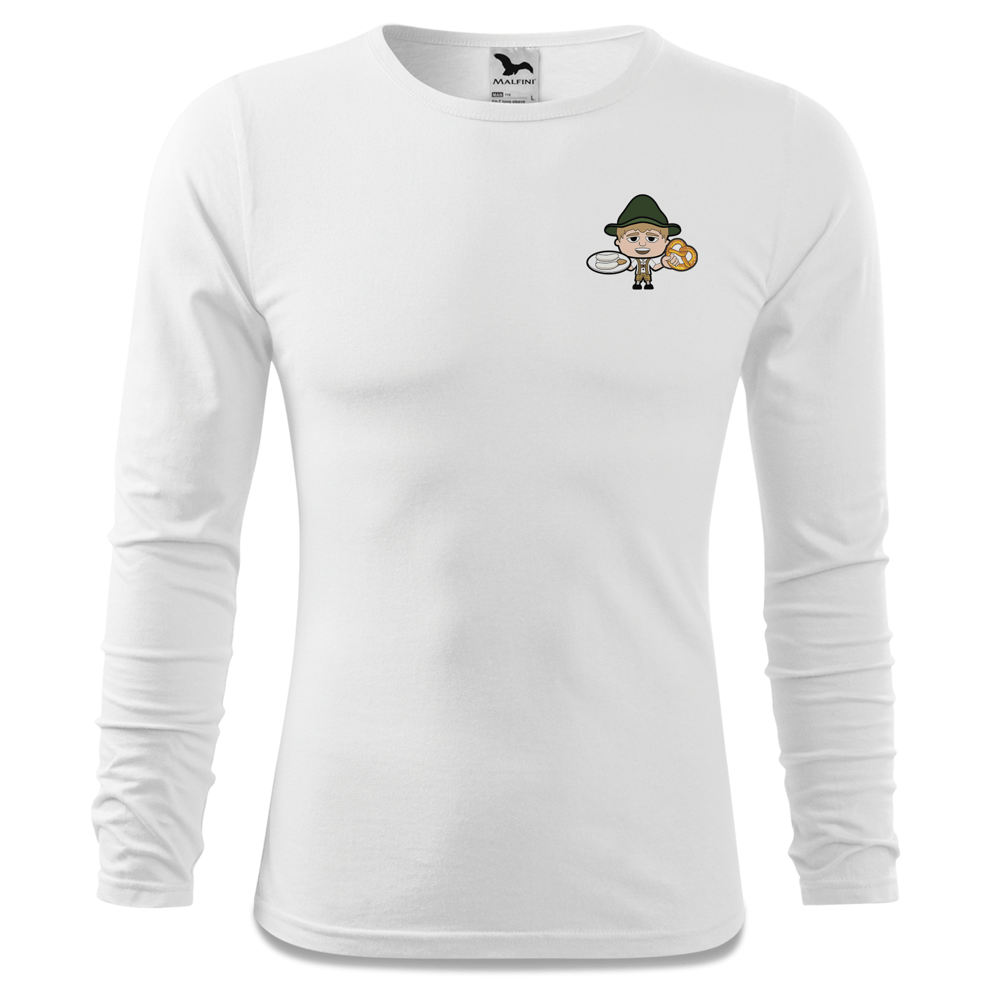 Da Jung Sinzer Weisswurscht und Brezn Longsleeve Fitted Herren Weiss Kohlhaufmuehle Front