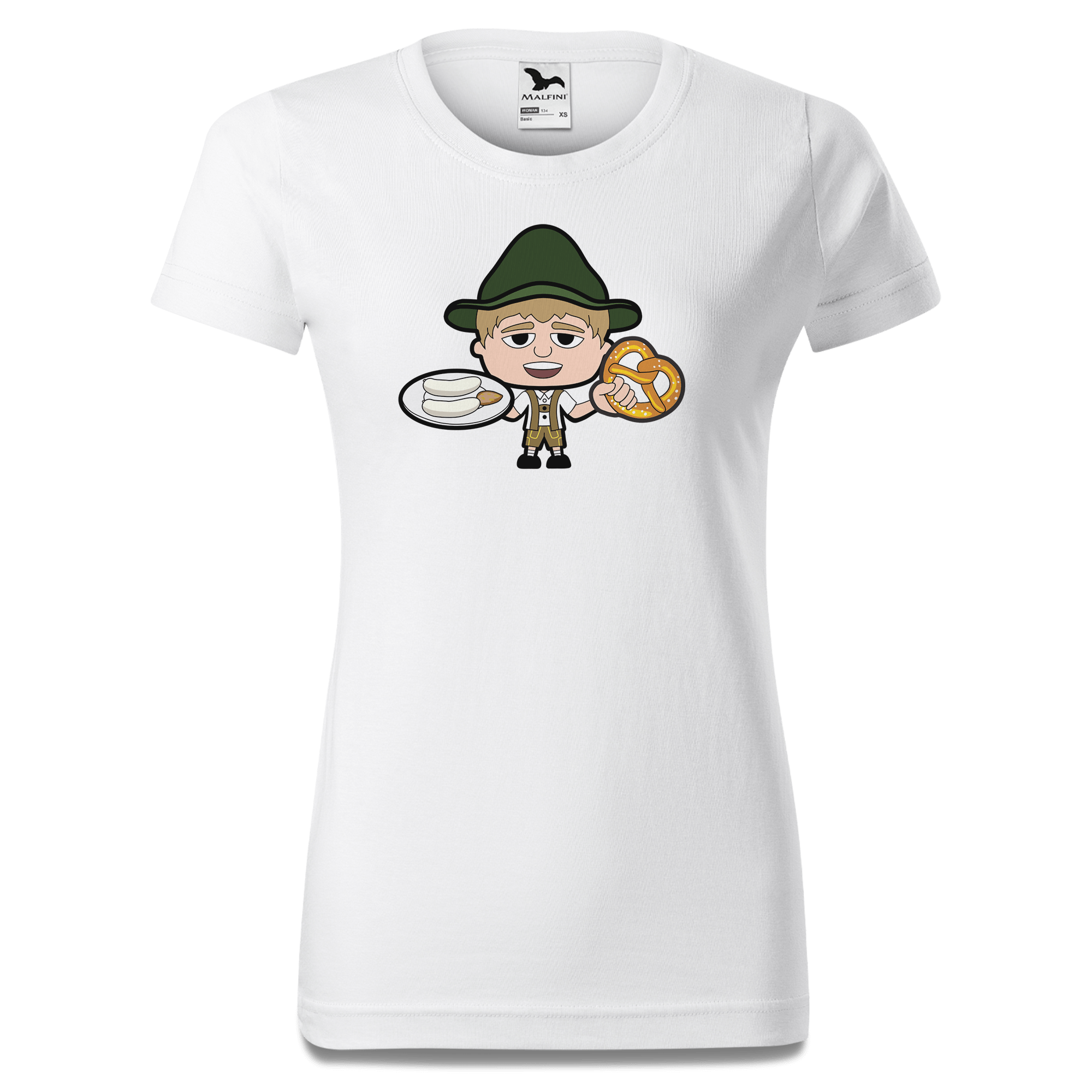 Da Jung Sinzer Weisswurscht und Brezn T Shirt Damen Weiss Gehering Front