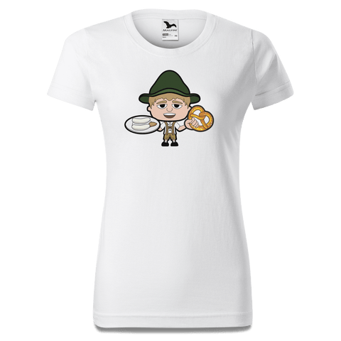 Da Jung Sinzer Weisswurscht und Brezn T Shirt Damen Weiss Gehering Front