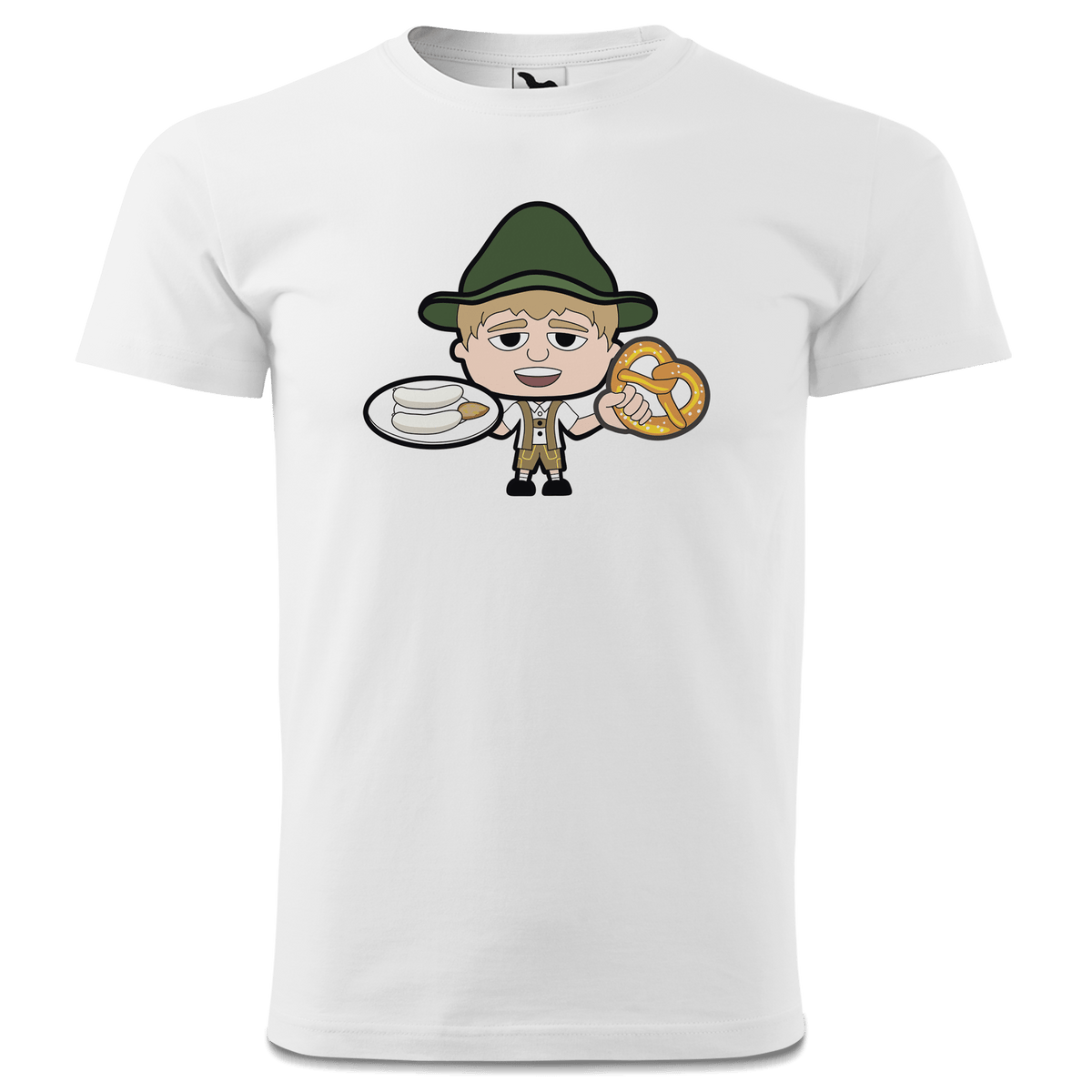 Da Jung Sinzer Weisswurscht und Brezn T Shirt Herren Weiss Landl Front