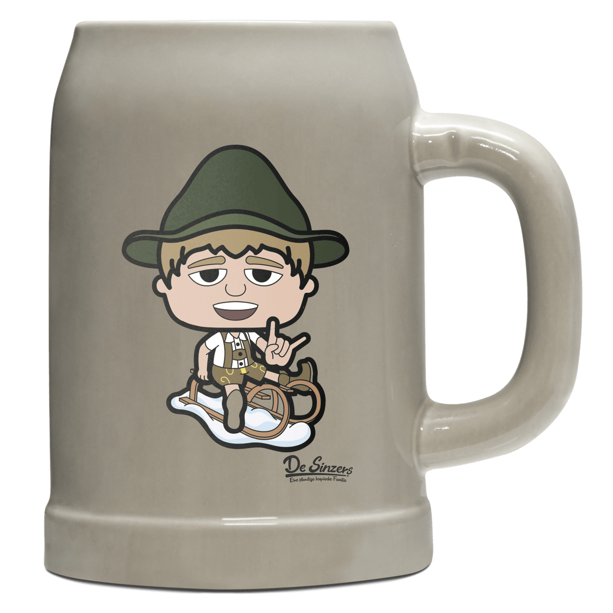 Da Jung Sinzer Winter Edition Bierkrug 500ml Grau Watzmann Front