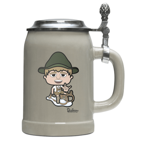 Da Jung Sinzer Winter Edition Bierkrug 500ml Grau mit Deckel Hocheck Front