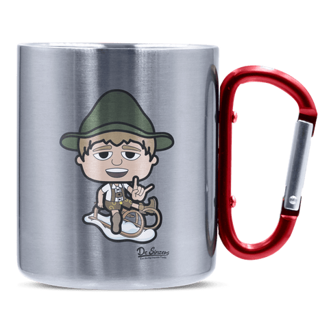 Da Jung Sinzer Winter Edition Edelstahl Kaffeetasse roter Karabiner 320ml Kitzstein Front