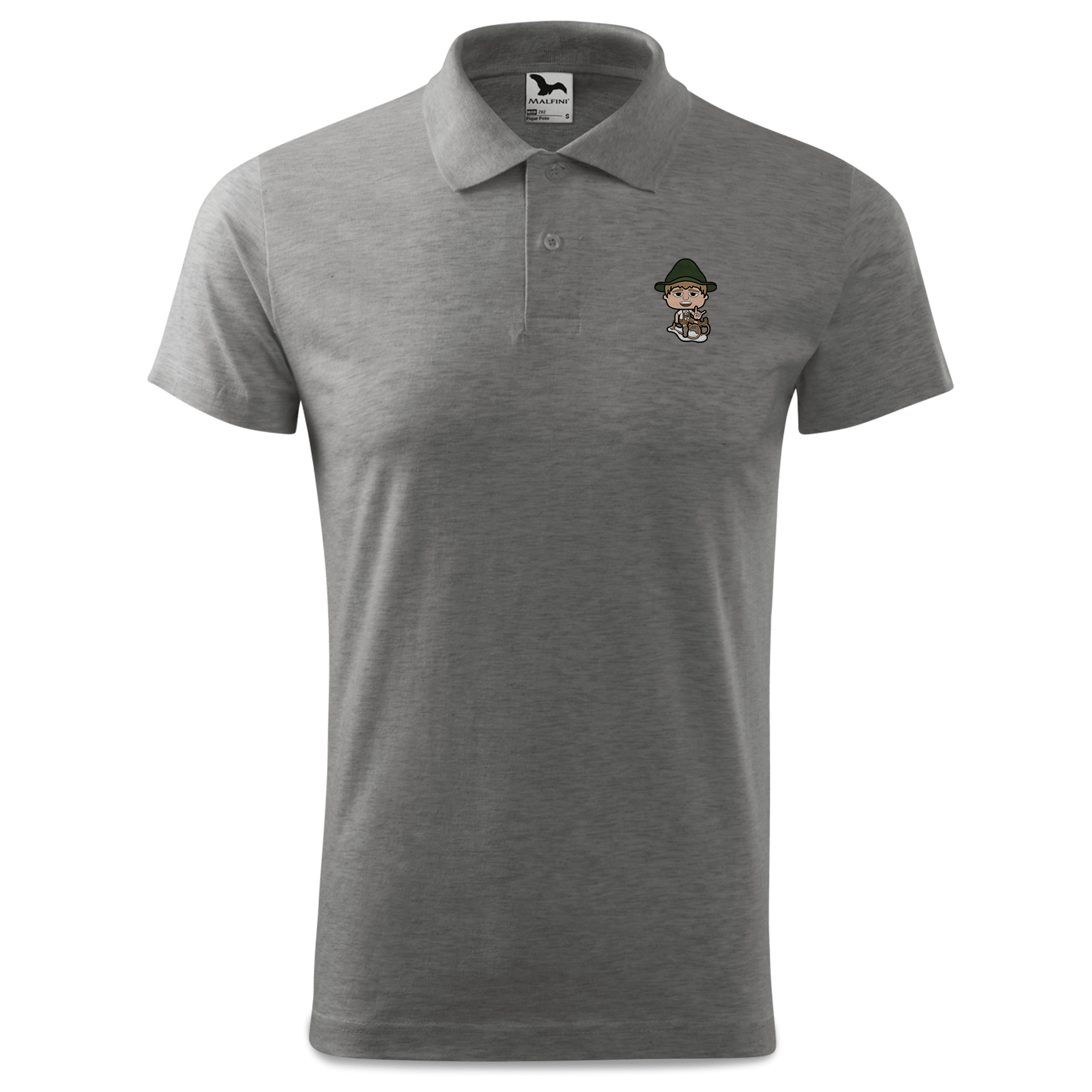 Da Jung Sinzer Winter Edition Polo Shirt Herren Grau Meliert Leiten Front