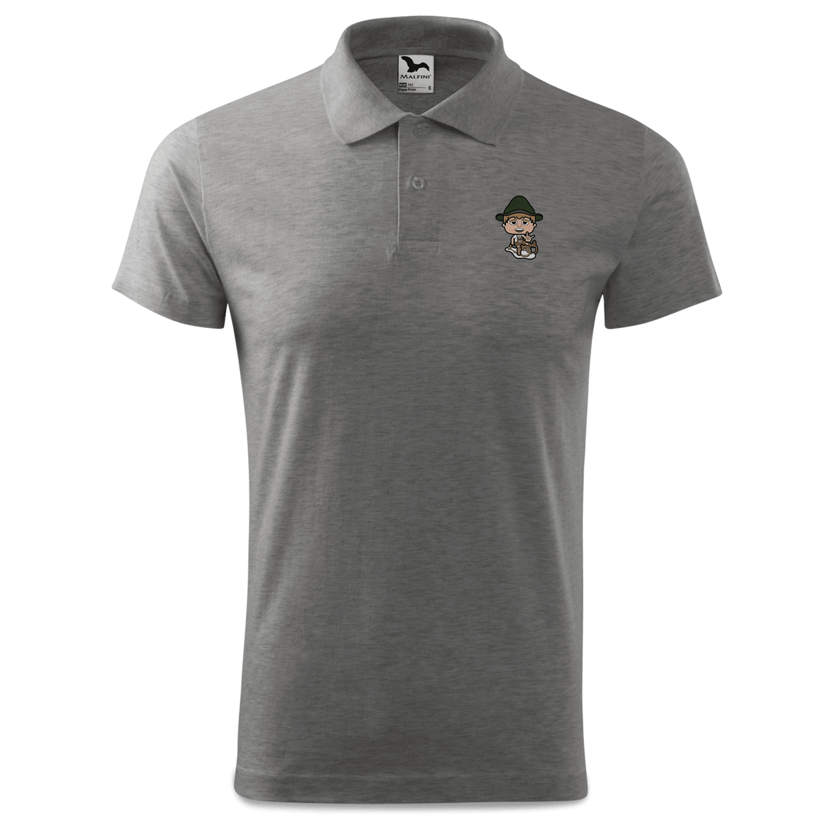 Da Jung Sinzer Winter Edition Polo Shirt Herren Grau Meliert Leiten Front