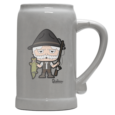 Da Oid Sinzer Angler Bierkrug 1000ml Grau Zugspitze Front