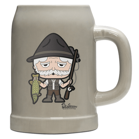 Da Oid Sinzer Angler Bierkrug 500ml Grau Watzmann Front