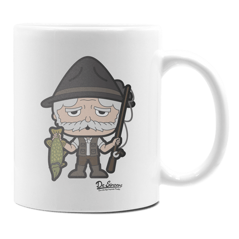 Da Oid Sinzer Angler Keramik Kaffeetasse 330ml Weiss Rampoldplatte Front