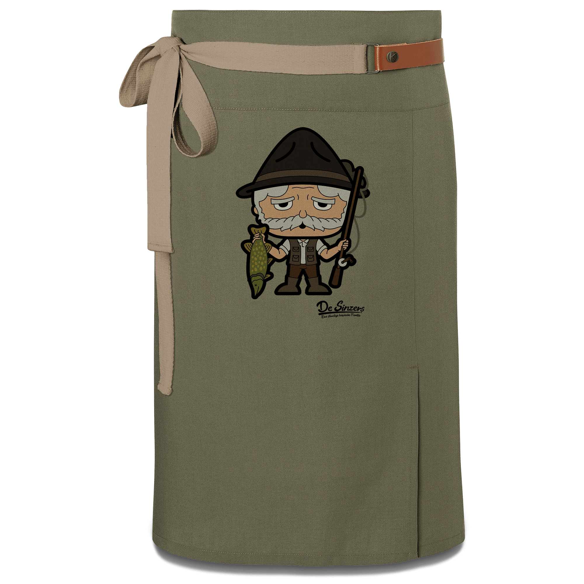 Da Oid Sinzer Angler Schuerze Vorbinder Gruen Langhausen Front