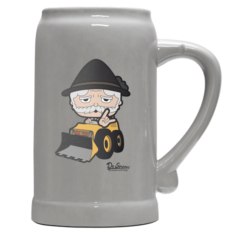 Da Oid Sinzer Baggerfahrer Bierkrug 1000ml Grau Zugspitze Front